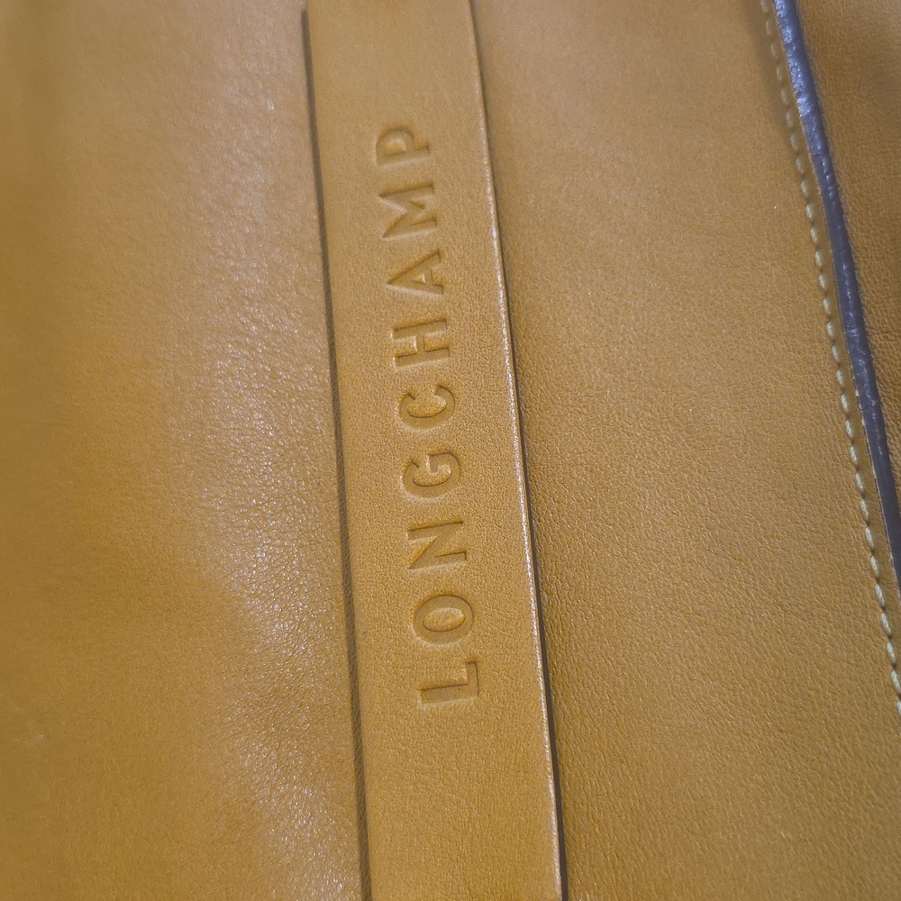 Longchamp Leather Shoulder Bucket Bag, Mustard Brown - Picture 2 of 11